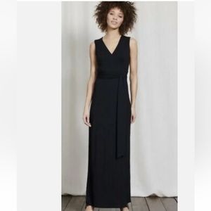 Boden Marcia V Neck sleeveless wrap maxi dress black 8R